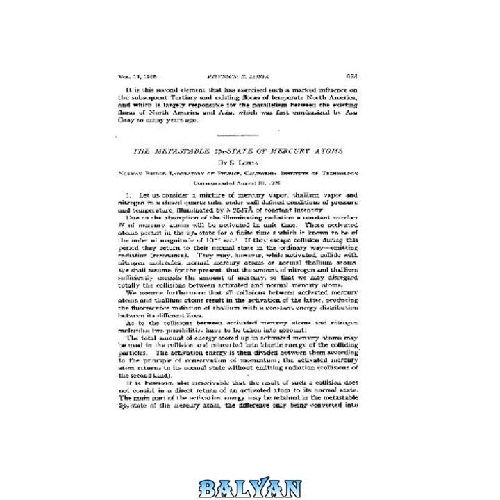 دانلود کتاب The Metastable 2p 3-State of Mercury Atoms